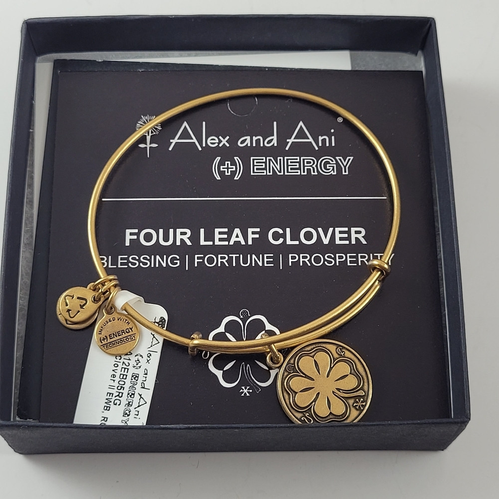 Alex and Ani Four Clover Charm Bangle Bracelet - Picture 3 of 5